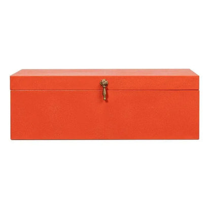 Cosmos Leather & Mdf Orange Nesting Boxes Set of 3 - LOOMLAN - Sarreid - Boxes & Bowls