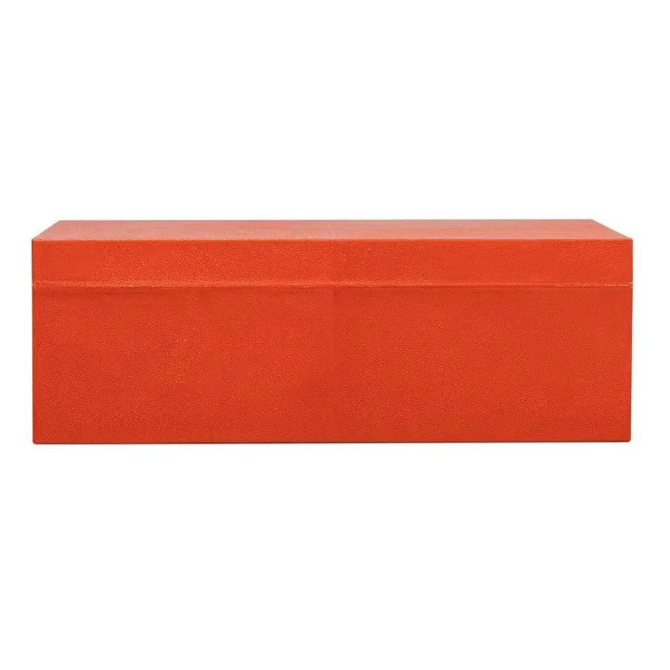 Cosmos Leather & Mdf Orange Nesting Boxes Set of 3 - LOOMLAN - Sarreid - Boxes & Bowls