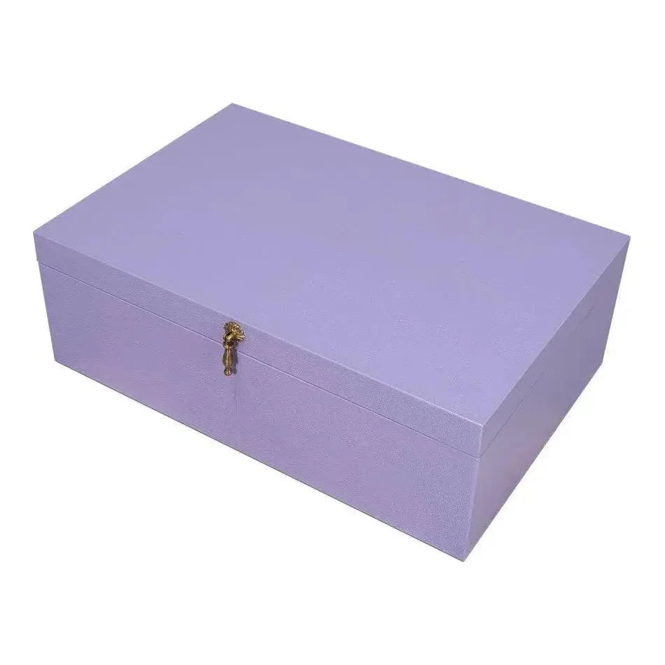 Cosmos Leather & Mdf Purple Nesting Boxes Set of 3 - LOOMLAN - Sarreid - Boxes & Bowls