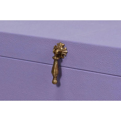 Cosmos Leather & Mdf Purple Nesting Boxes Set of 3 - LOOMLAN - Sarreid - Boxes & Bowls