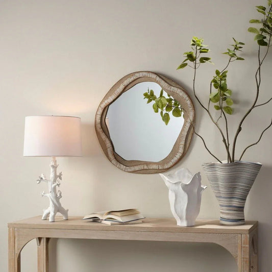 Cottage Beach Decor Rattan River Organic Wall Mirror - LOOMLAN - Jamie Young - Wall Mirrors