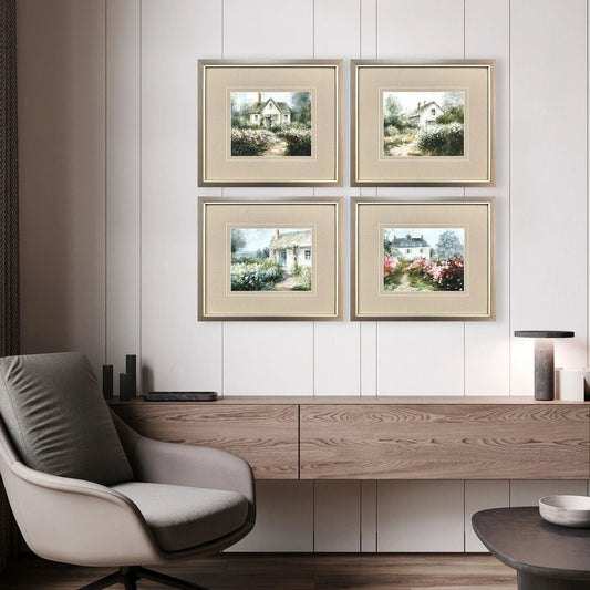 Cottage Garden Green Canvas Art 4PC