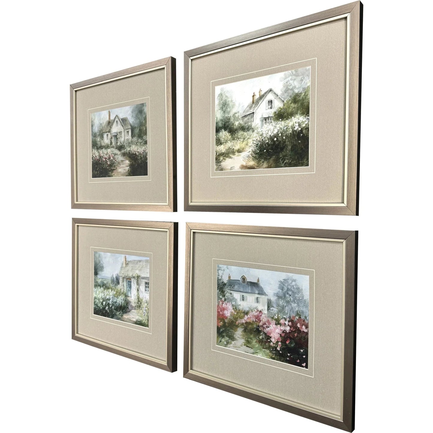Cottage Garden Green Canvas Art 4PC