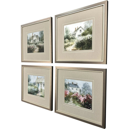 Cottage Garden Green Canvas Art 4PC