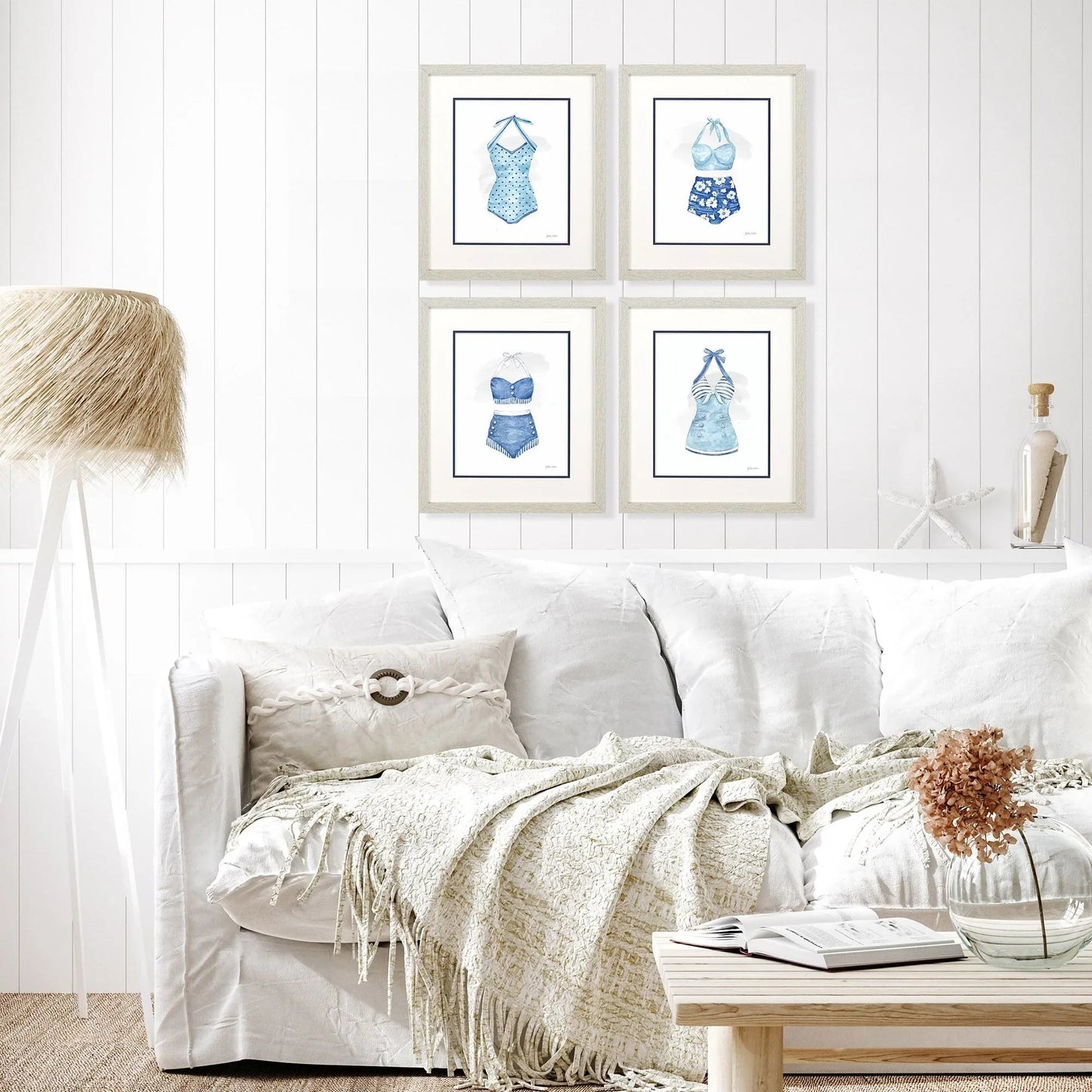 Cottage at the Cape Blue Canvas Art 4PC