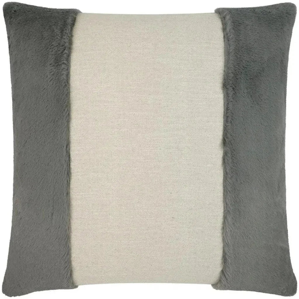 Courchevel Faux Fur Grey Large Throw Pillow Insert - LOOMLAN - D.V. Kap - Throw Pillows