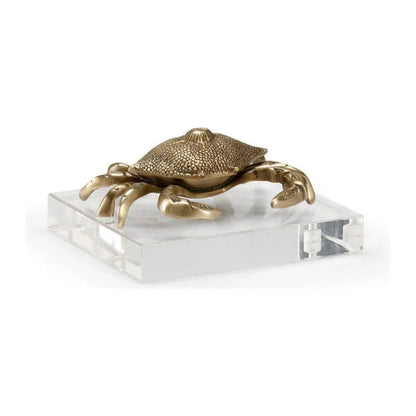 Crab Brass With Hinged Lid Sculpture - LOOMLAN - Wildwood - Statues & Sculptures