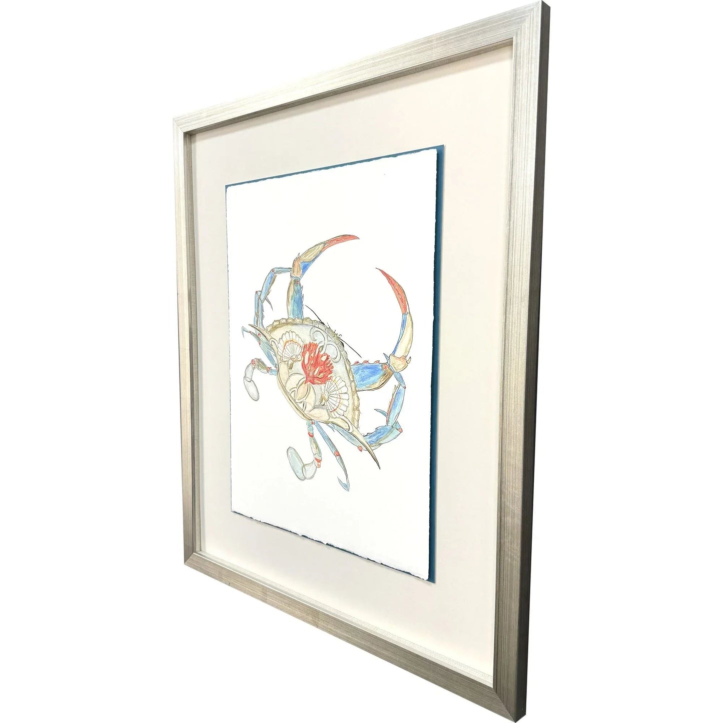 Crab Celebration I Wood Frame Orange Canvas Art