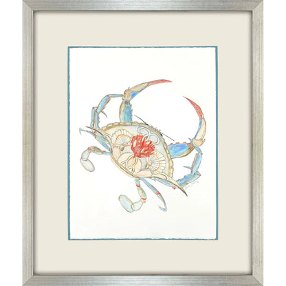 Crab Celebration I Wood Frame Orange Canvas Art