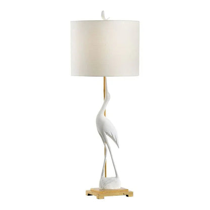 Crane Silhouette Design White Table Lamp - LOOMLAN - Wildwood - Table Lamps