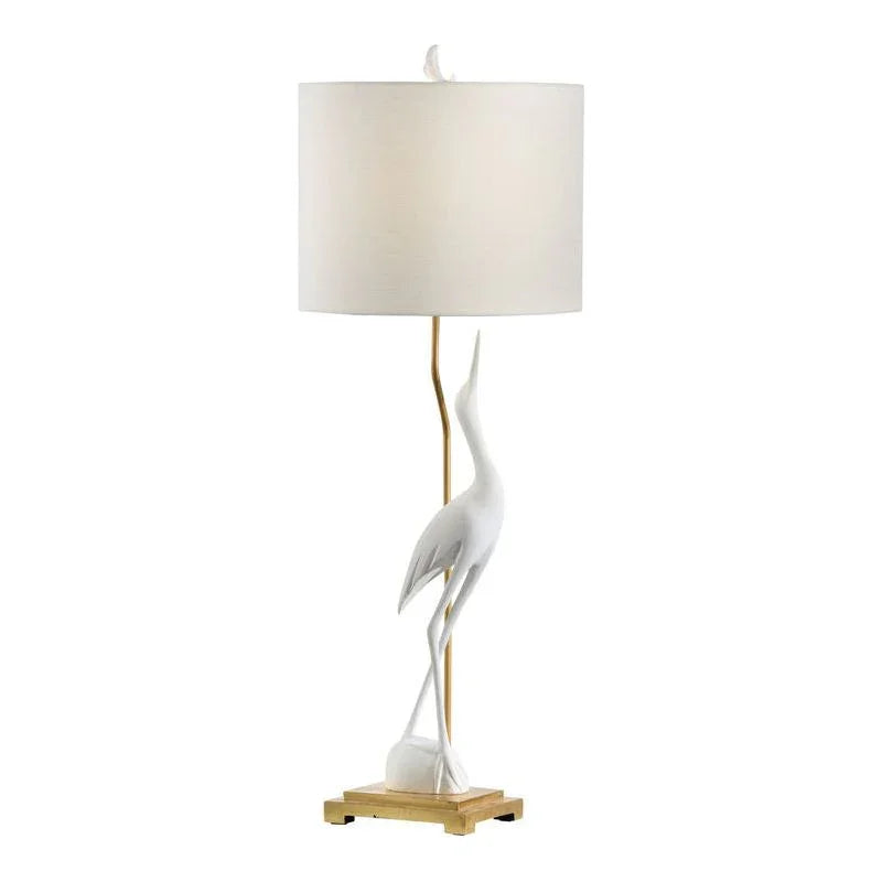 Crane Silhouette Design White Table Lamp - LOOMLAN - Wildwood - Table Lamps