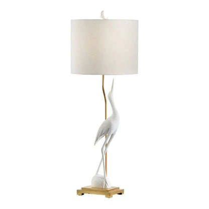 Crane Silhouette Design White Table Lamp - LOOMLAN - Wildwood - Table Lamps