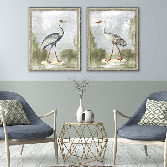 Cranes I Wood Blue Framed Wall Art 2PC -- view 2