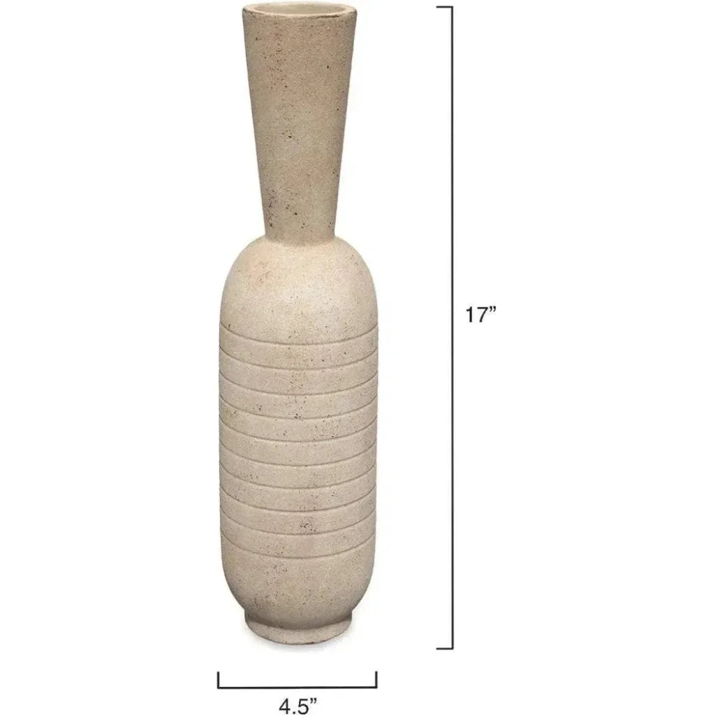 Cream Ceramic Channel Decorative Vase - LOOMLAN - Jamie Young - Vases & Jars