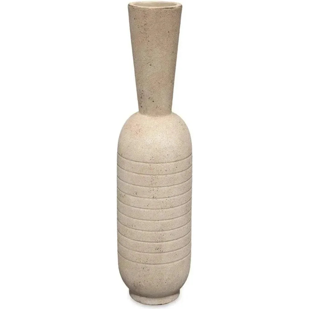 Cream Ceramic Channel Decorative Vase - LOOMLAN - Jamie Young - Vases & Jars