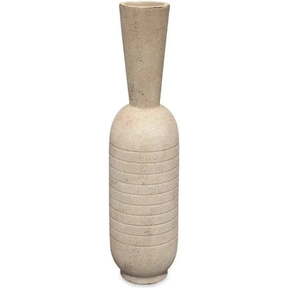 Cream Ceramic Channel Decorative Vase - LOOMLAN - Jamie Young - Vases & Jars