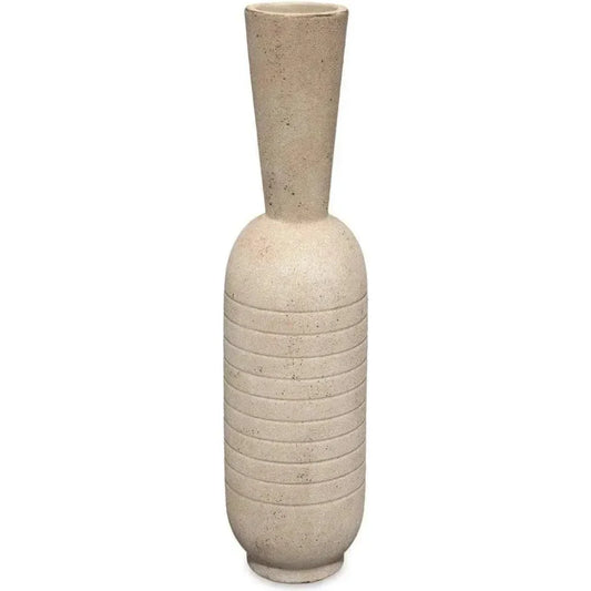 Cream Ceramic Channel Decorative Vase - LOOMLAN - Jamie Young - Vases & Jars