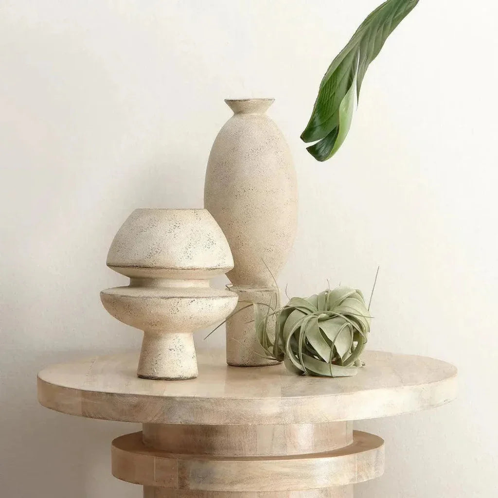 Cream Ceramic Foundation Decorative Vase - LOOMLAN - Jamie Young - Vases & Jars