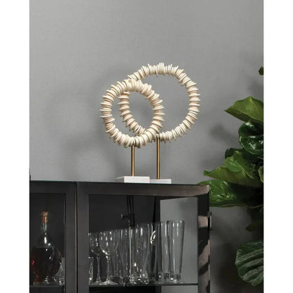 Cream Resin Iron Marble Arena Ring Sculptures 2PC - LOOMLAN - Jamie Young - Statues & Sculptures