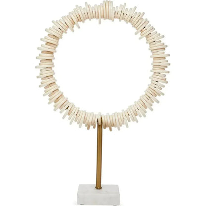 Cream Resin Iron Marble Arena Ring Sculptures 2PC - LOOMLAN - Jamie Young - Statues & Sculptures