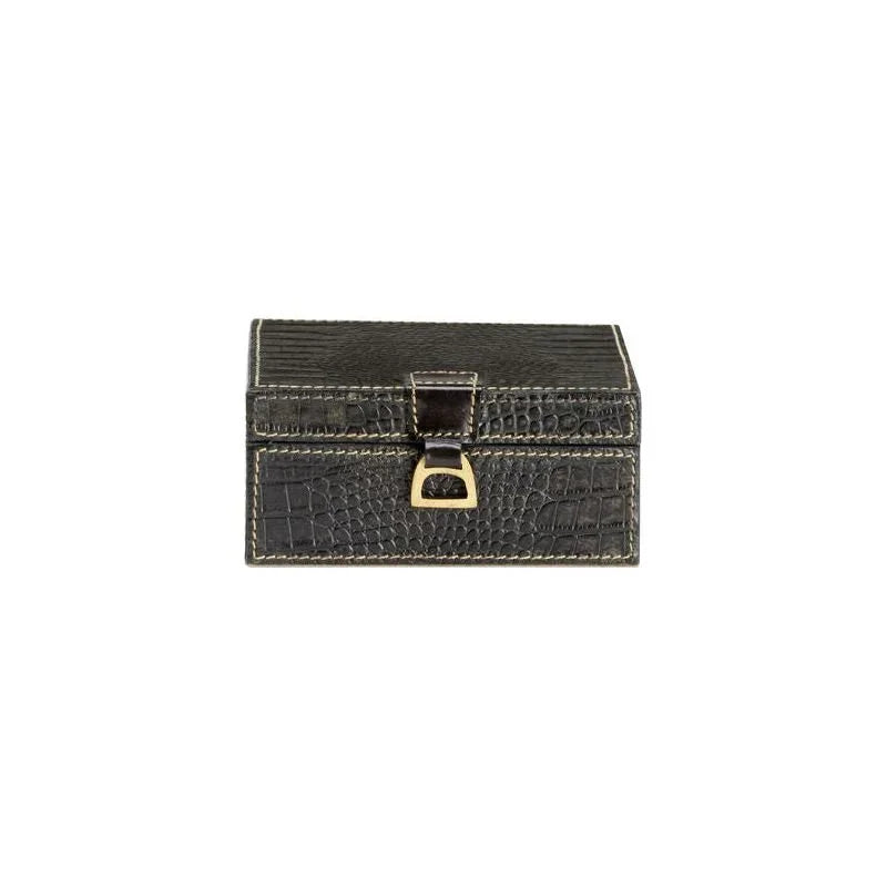 Croc Black Crocodile Leather Box - LOOMLAN - Wildwood - Boxes & Bowls