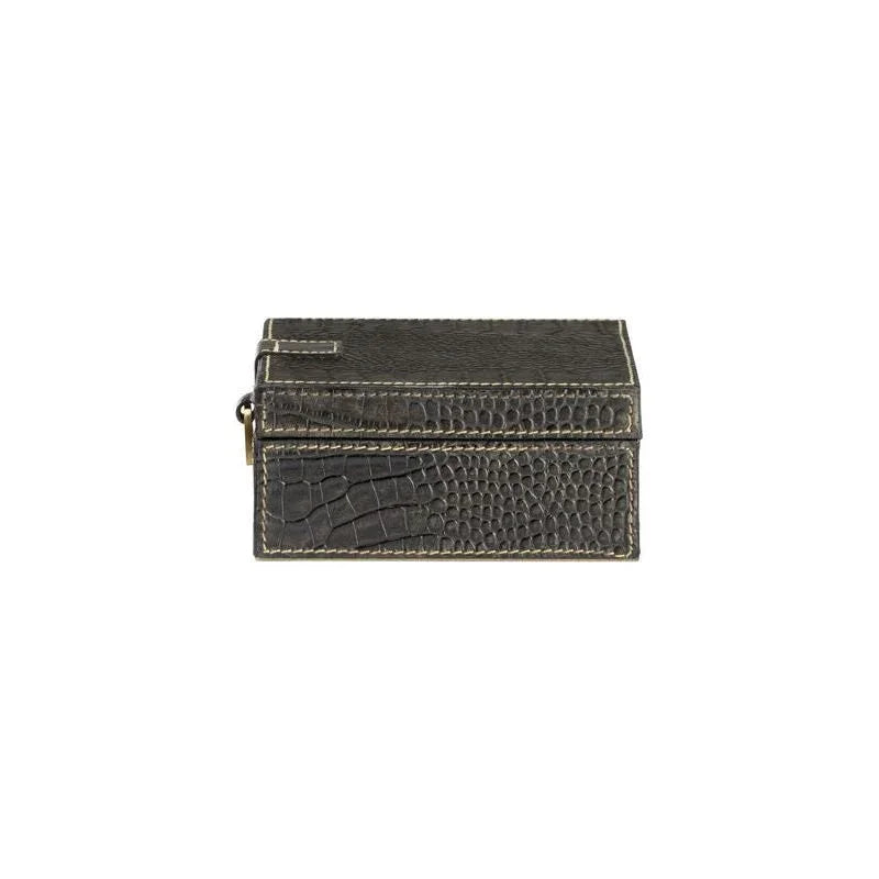 Croc Black Crocodile Leather Box - LOOMLAN - Wildwood - Boxes & Bowls