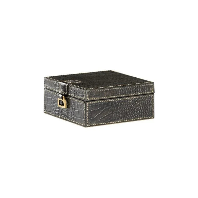 Croc Black Crocodile Leather Box - LOOMLAN - Wildwood - Boxes & Bowls
