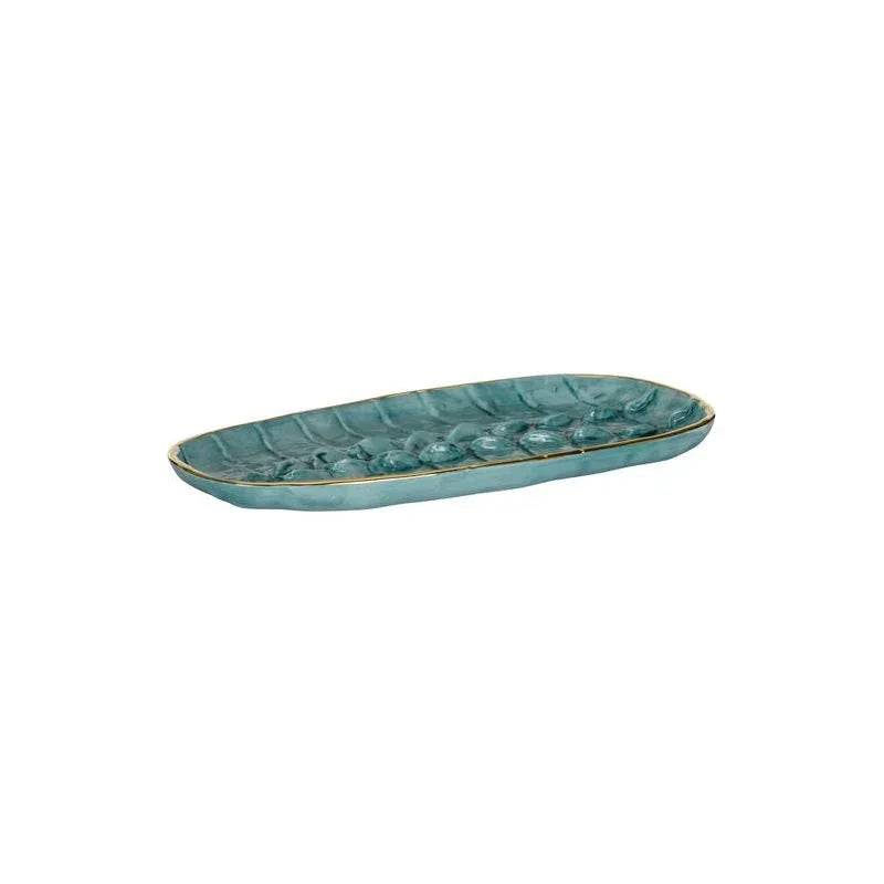 Crocodile Turquoise Glazed Tray - LOOMLAN - Trays