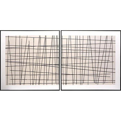 Crosshatch 2PC Hand Painted Art With Black - LOOMLAN - SUNPAN - Canvas Art