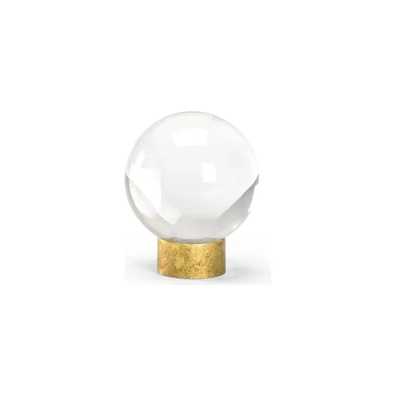 Crystal Ball On Stand Gold Modern Sculpture - LOOMLAN - Chelsea House - Statues & Sculptures