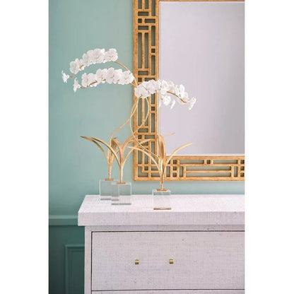 Crystal Based Orchid On Stand Flower Sculpture - LOOMLAN - Chelsea House - Statues & Sculptures