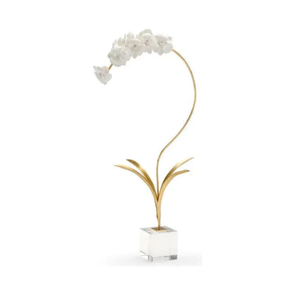 Crystal Based Orchid On Stand Flower Sculpture - LOOMLAN - Chelsea House - Statues & Sculptures