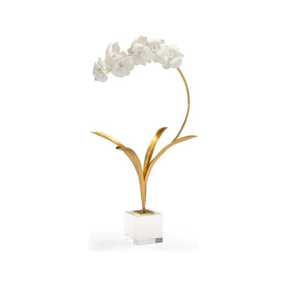 Crystal Based Orchid On Stand Flower Sculpture - LOOMLAN - Chelsea House - Statues & Sculptures