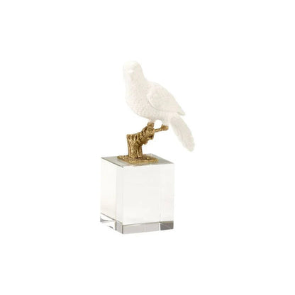 Crystal Based White Parrot Sculpture - LOOMLAN - Chelsea House - Statues & Sculptures