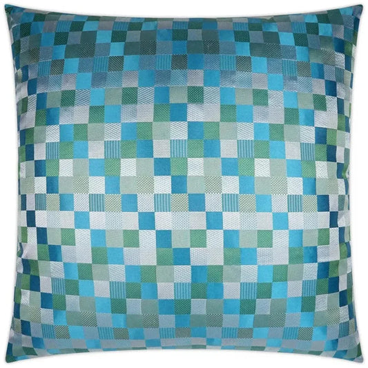 Cubit Aqua Plaid Check Blue Mist Large Throw Pillow - LOOMLAN - D.V. Kap - Throw Pillows