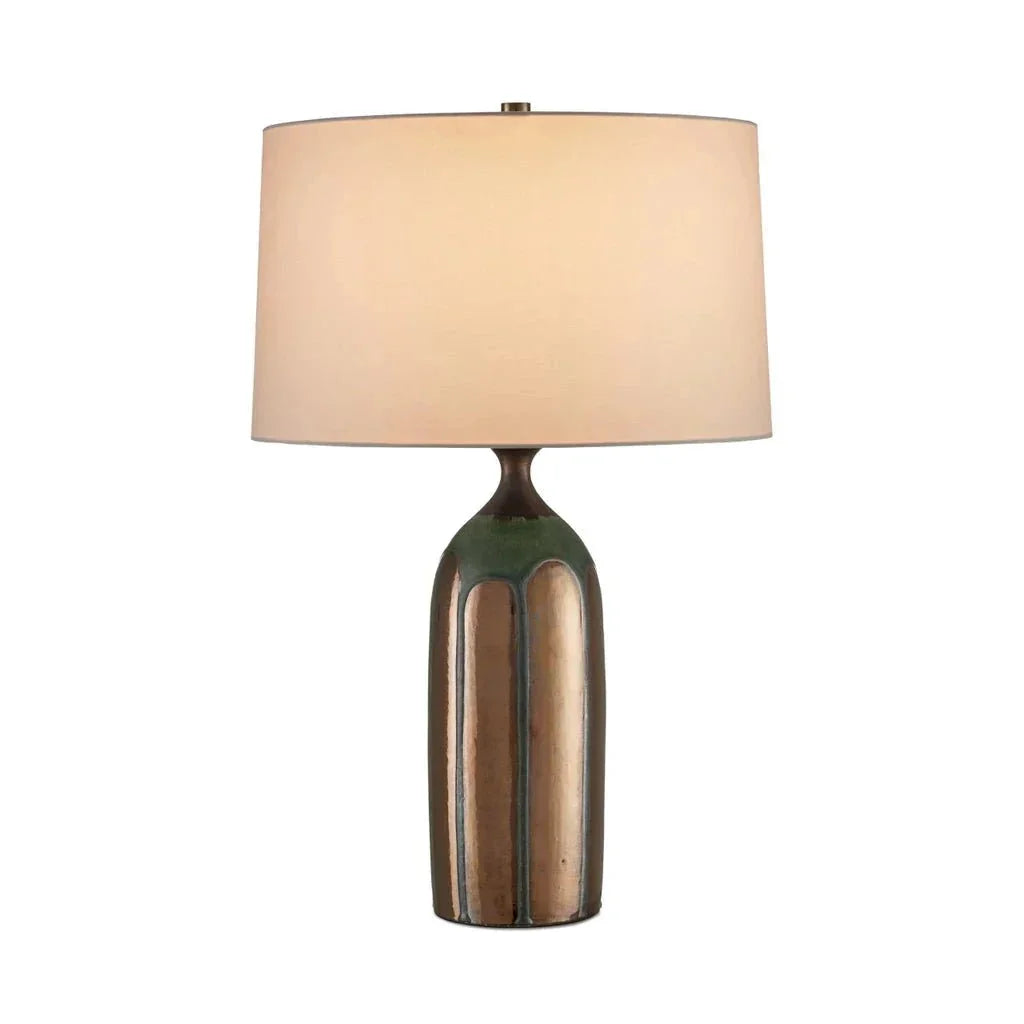 Cuprum Ceramic Green And Copper Table Lamp - LOOMLAN - Currey & Co - Table Lamps