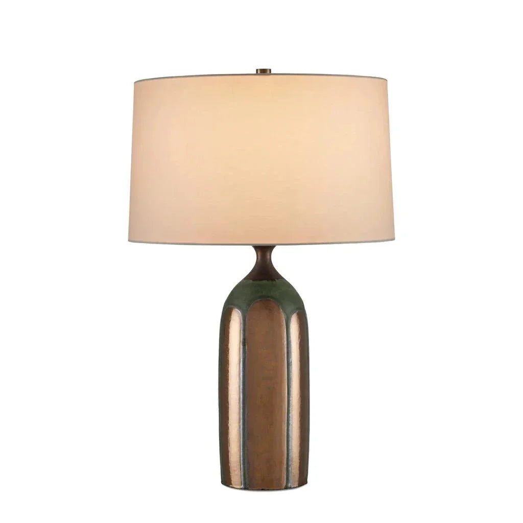 Cuprum Ceramic Green And Copper Table Lamp - LOOMLAN - Currey & Co - Table Lamps