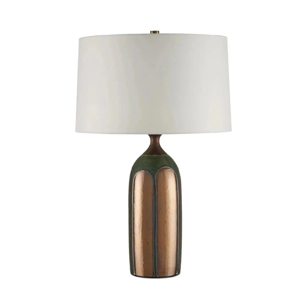 Cuprum Ceramic Green And Copper Table Lamp - LOOMLAN - Currey & Co - Table Lamps
