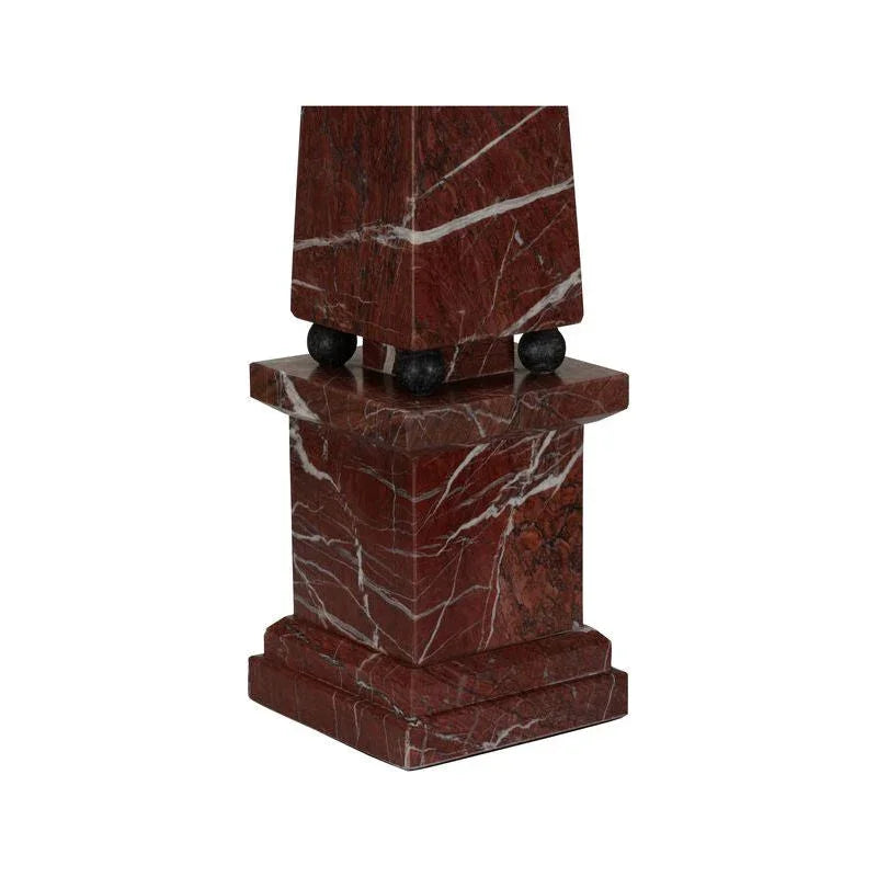 Currant Red Marble Obelisk Sculpture - LOOMLAN - Chelsea House - Statues & Sculptures