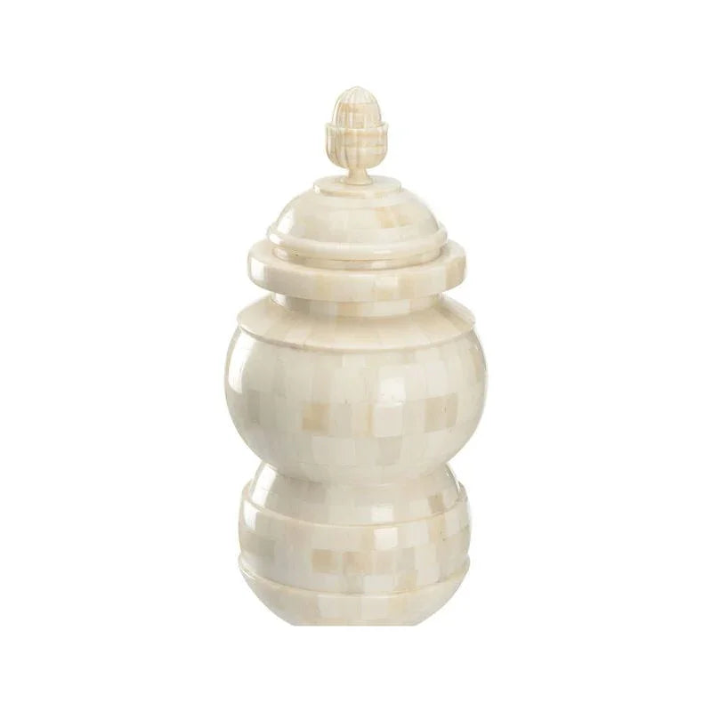 Cyrus Bone Inlay Pattern Whte Jar - LOOMLAN - Chelsea House - Vases & Jars