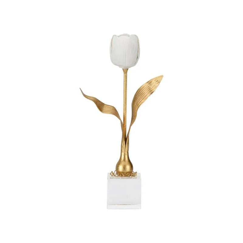 Darwin Tulip On Stand Gold Sculpture - LOOMLAN - Chelsea House - Statues & Sculptures