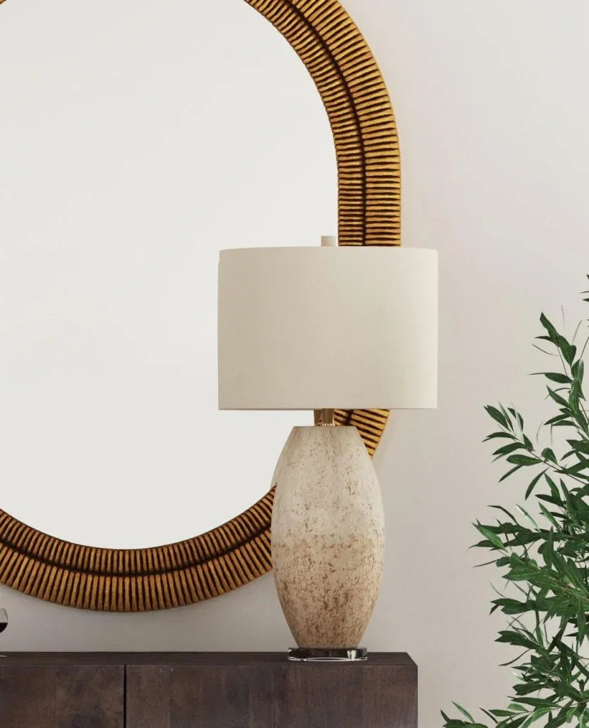 Dauphin White Concrete Table Lamp - LOOMLAN - Bassett Mirror - Table Lamps