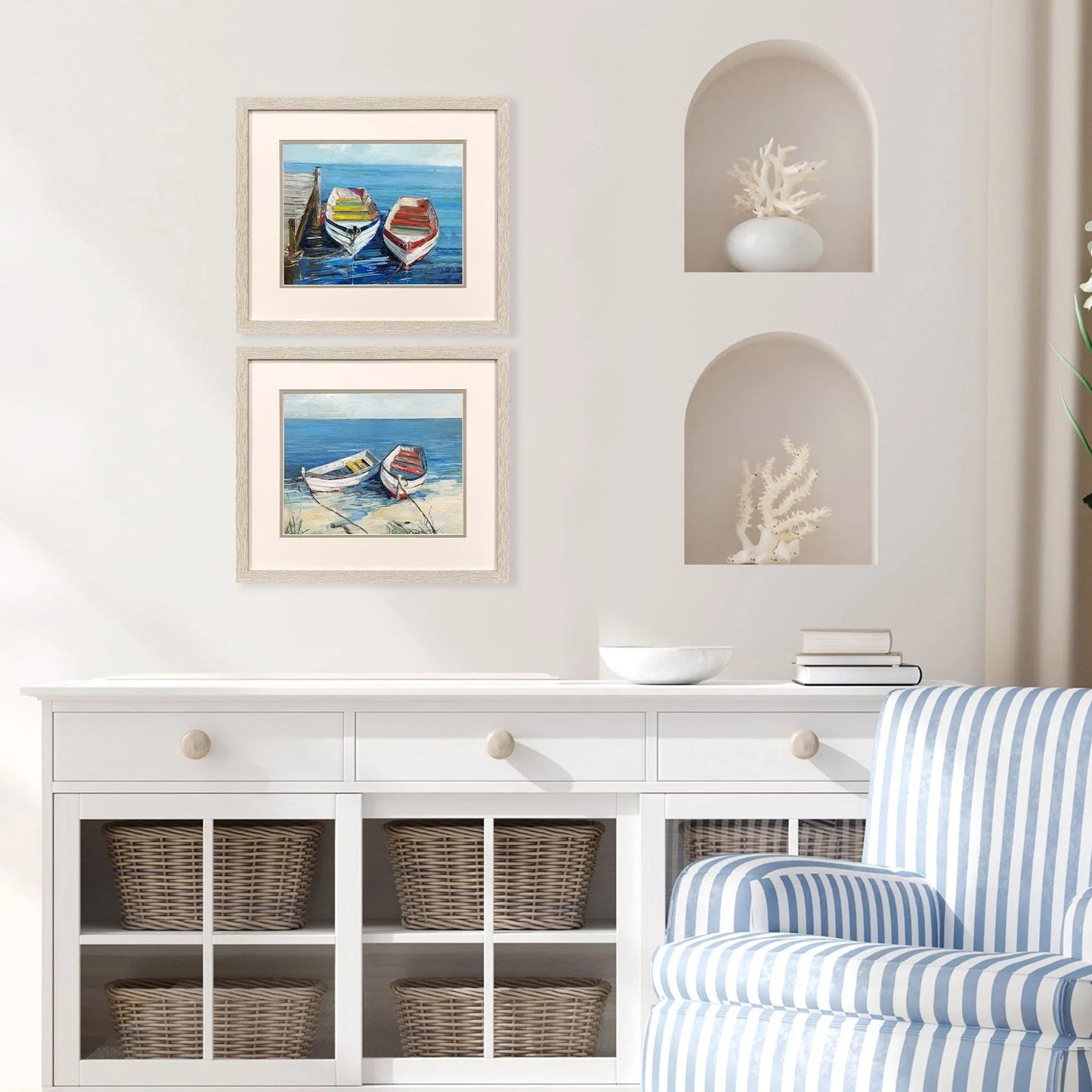 Day of Fishing Blue Canvas Art 2PC