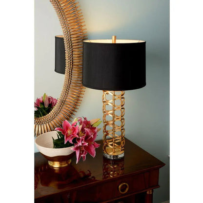 Dazzling Geomettric Patterned Gold Table Lamp - LOOMLAN - Wildwood - Table Lamps