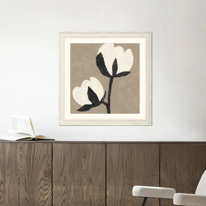Delicate Sketch Wood Frame White Canvas Art