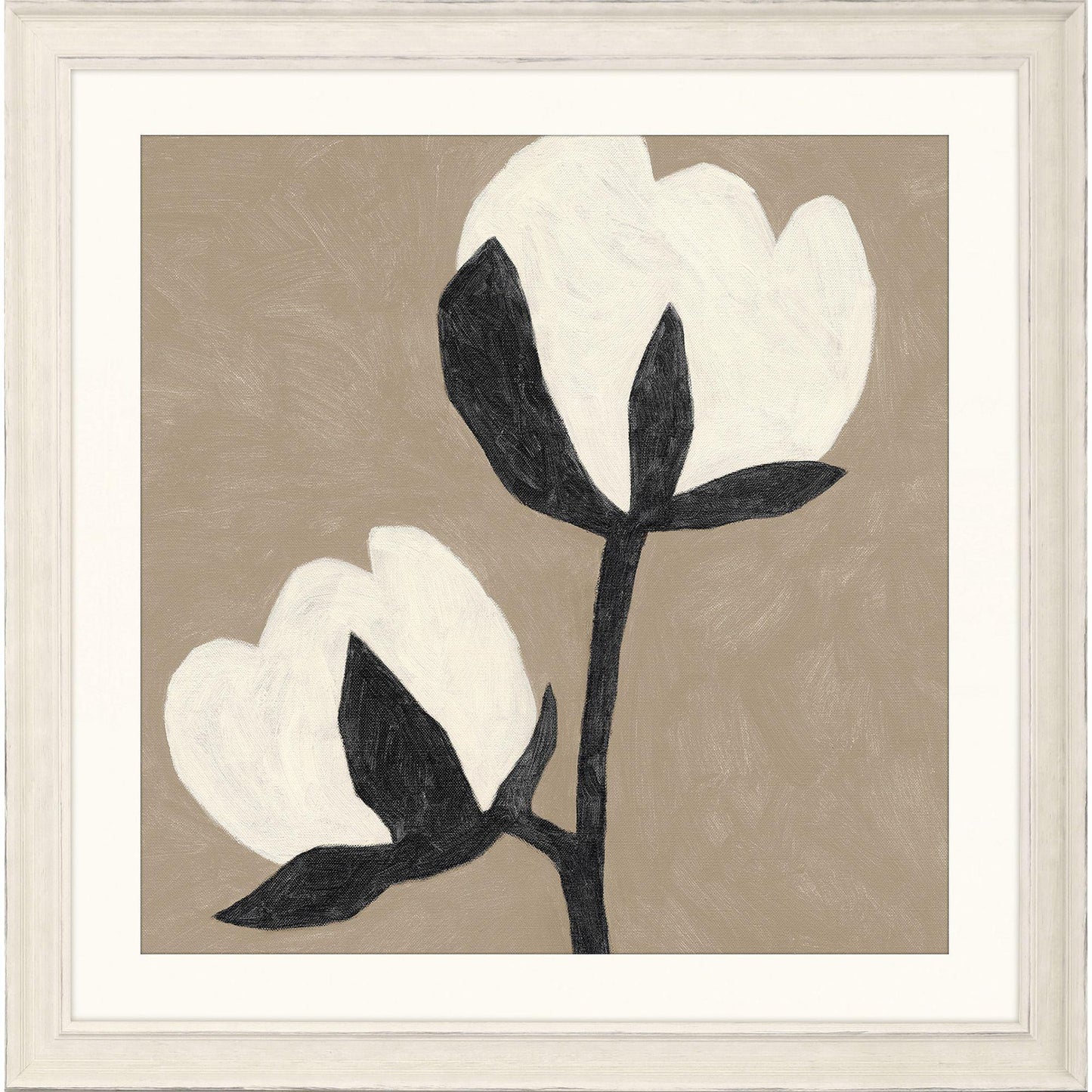 Delicate Sketch Wood Frame White Canvas Art