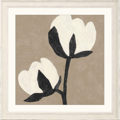 Delicate Sketch Wood Frame White Canvas Art