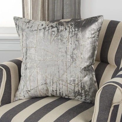 LOOMLAN Dell Silver Throw Pillow With Down Insert