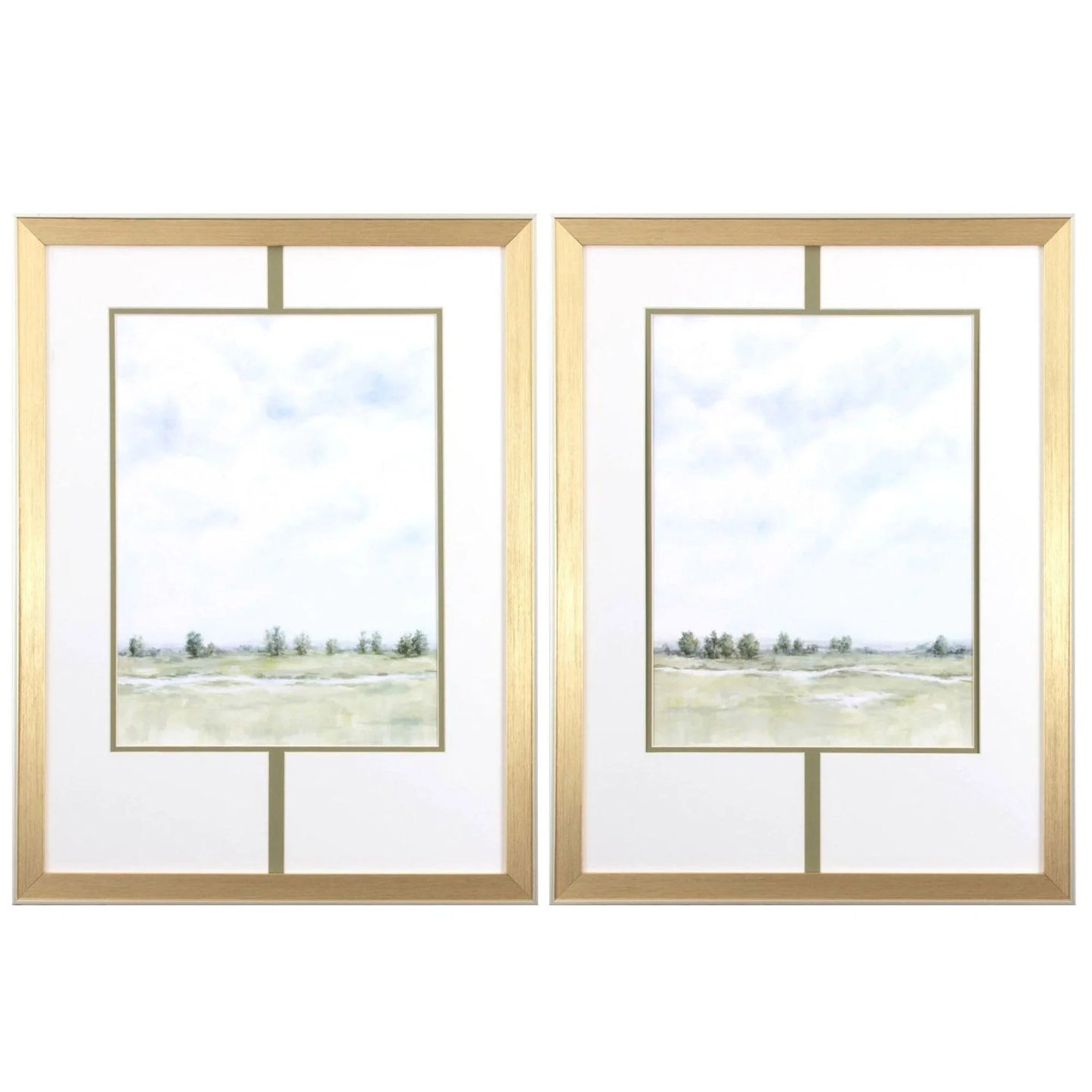 Distant View Green Canvas Art 2PC