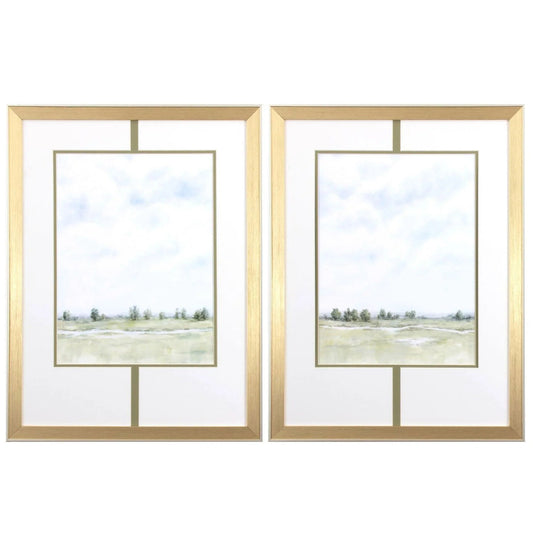 Distant View Green Canvas Art 2PC